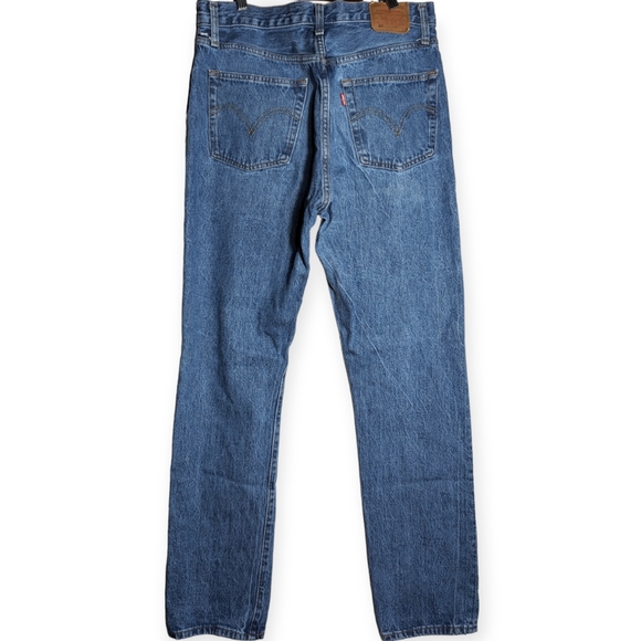 MEN'S Levis Premium Big E 501 Jeans Size W30 L32 (31)Medium Blue Wash Button Fly - Picture 1 of 16